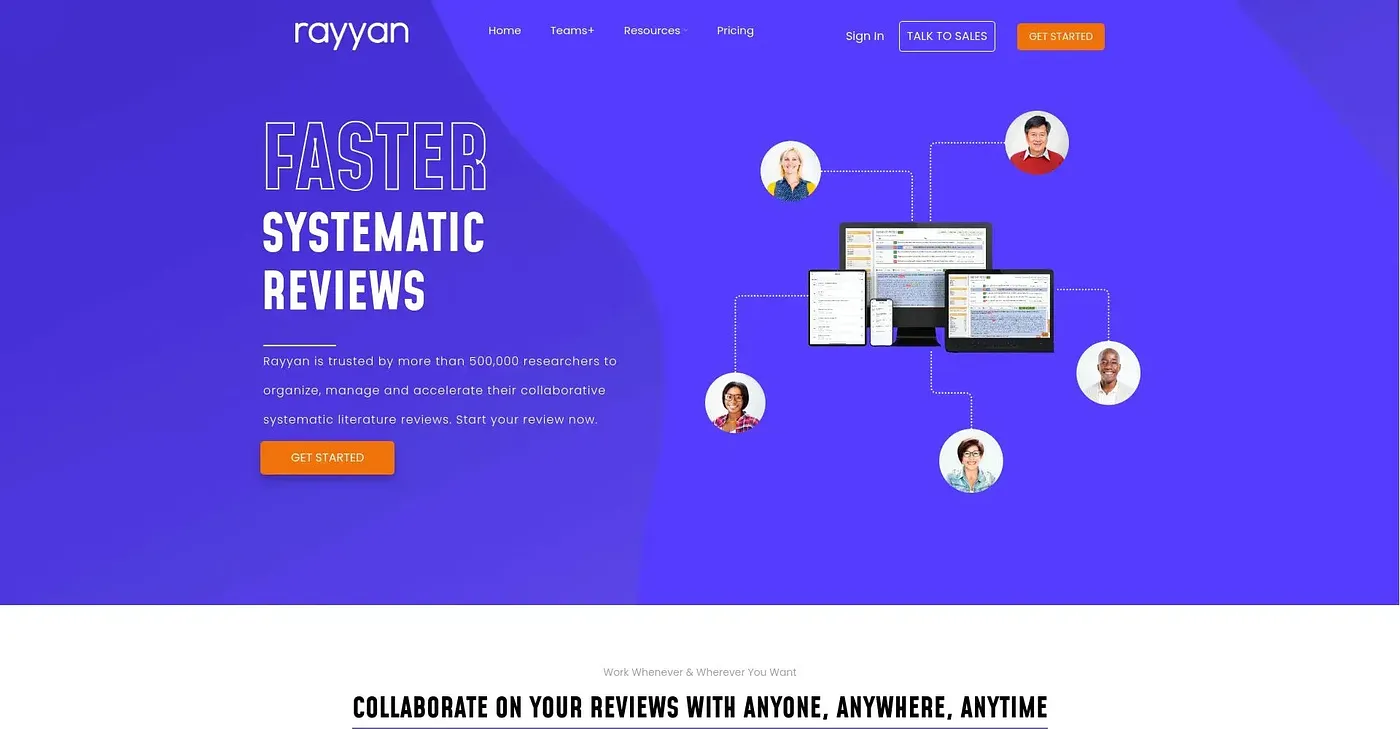 Screenshot of RAYYAN