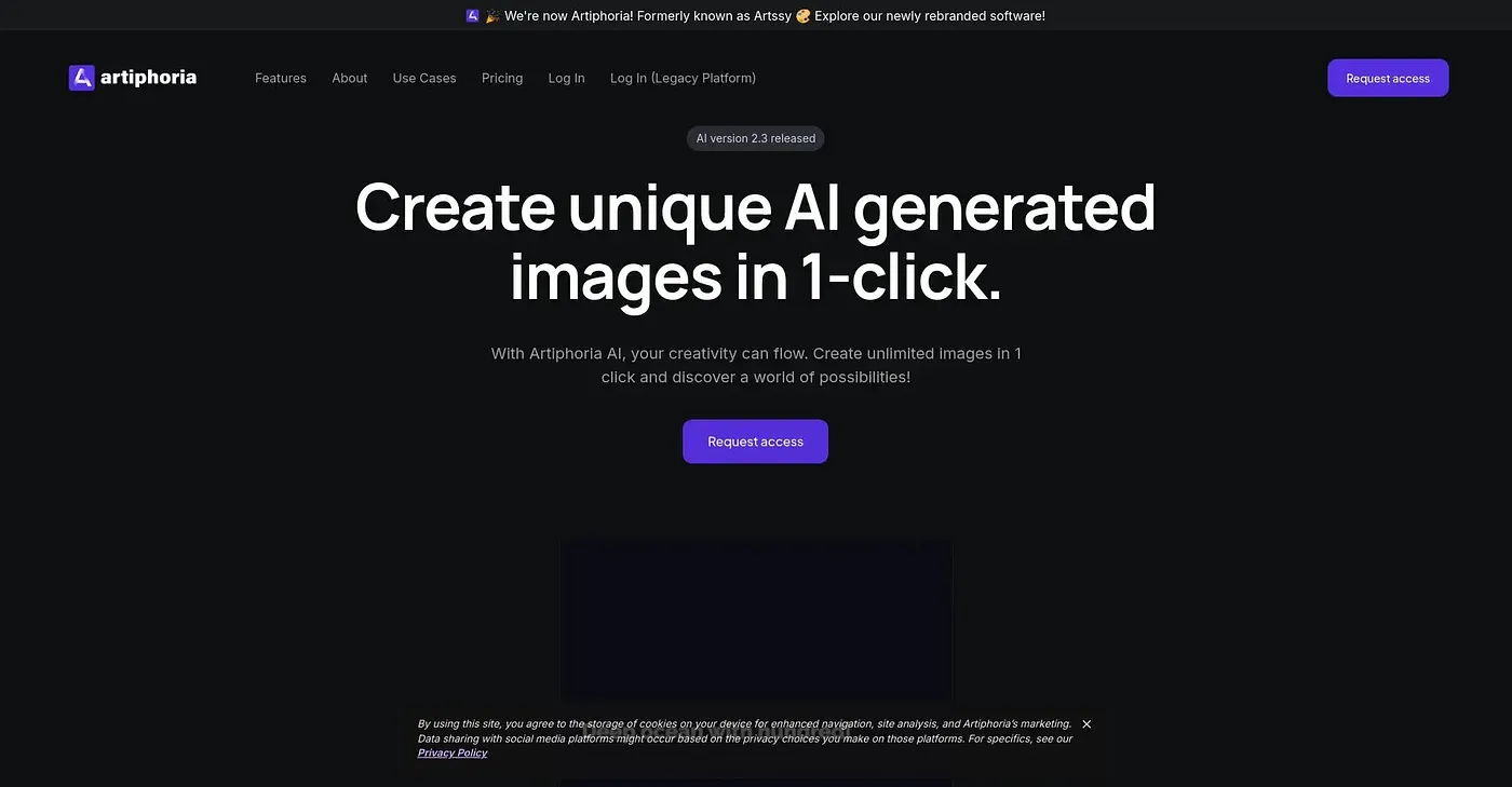 Screenshot of Artiphoria AI