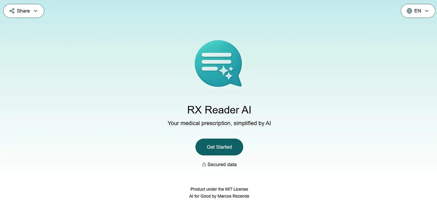 Screenshot of RX Reader AI