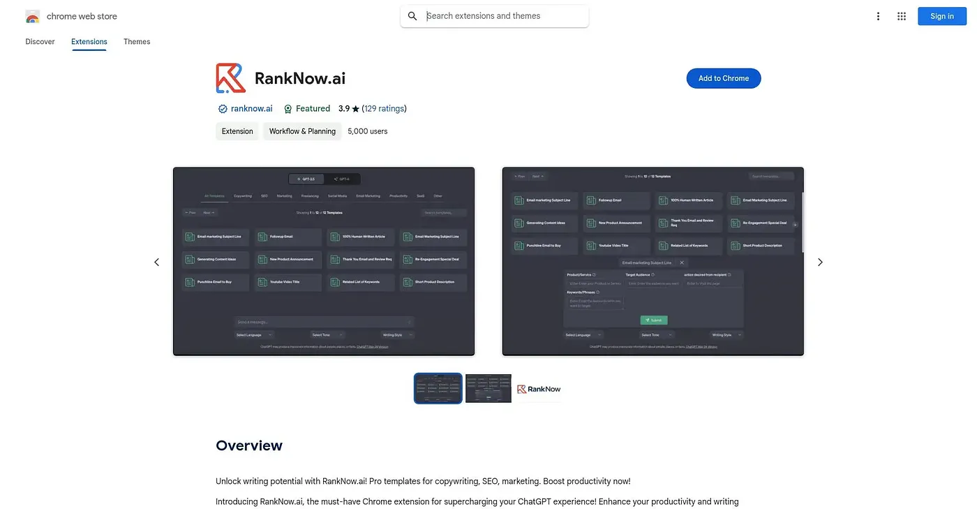 Screenshot of RankNow.ai