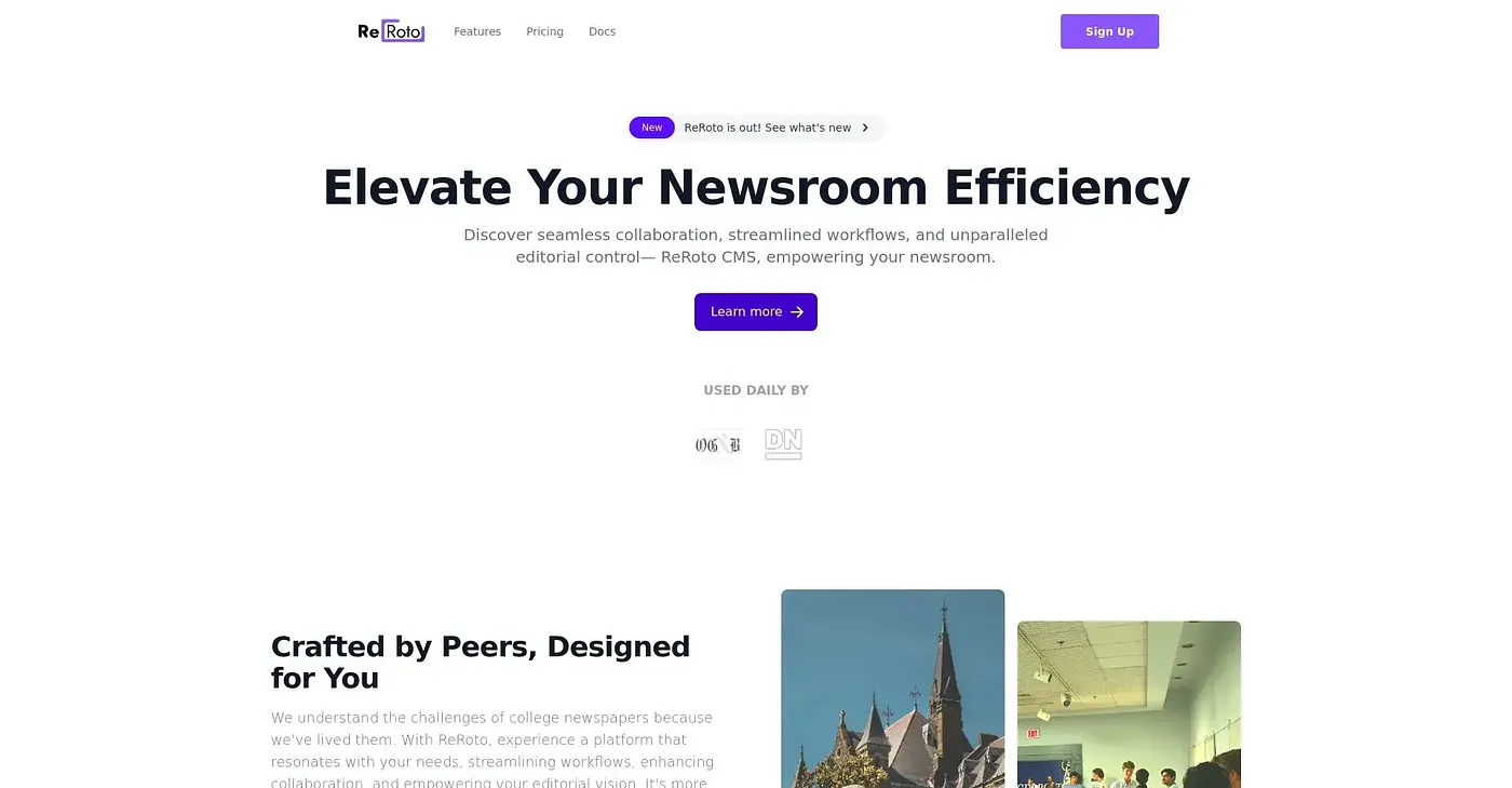 Screenshot of ReRoto CMS
