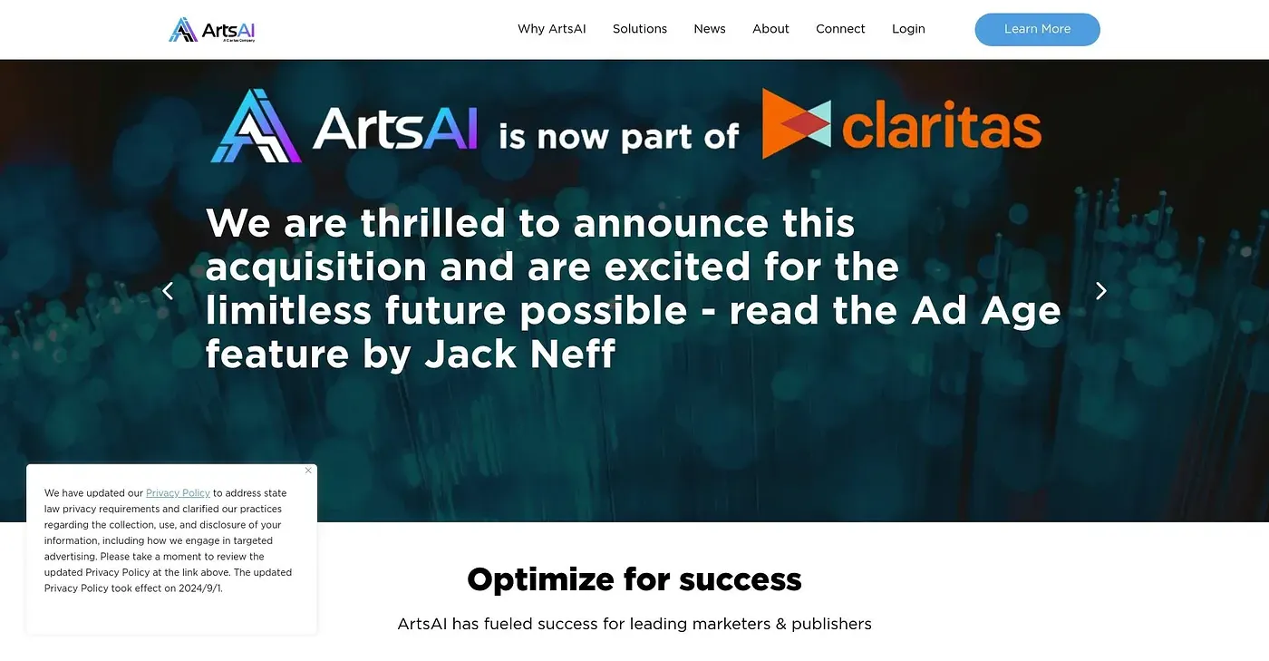 Screenshot of ArtsAI