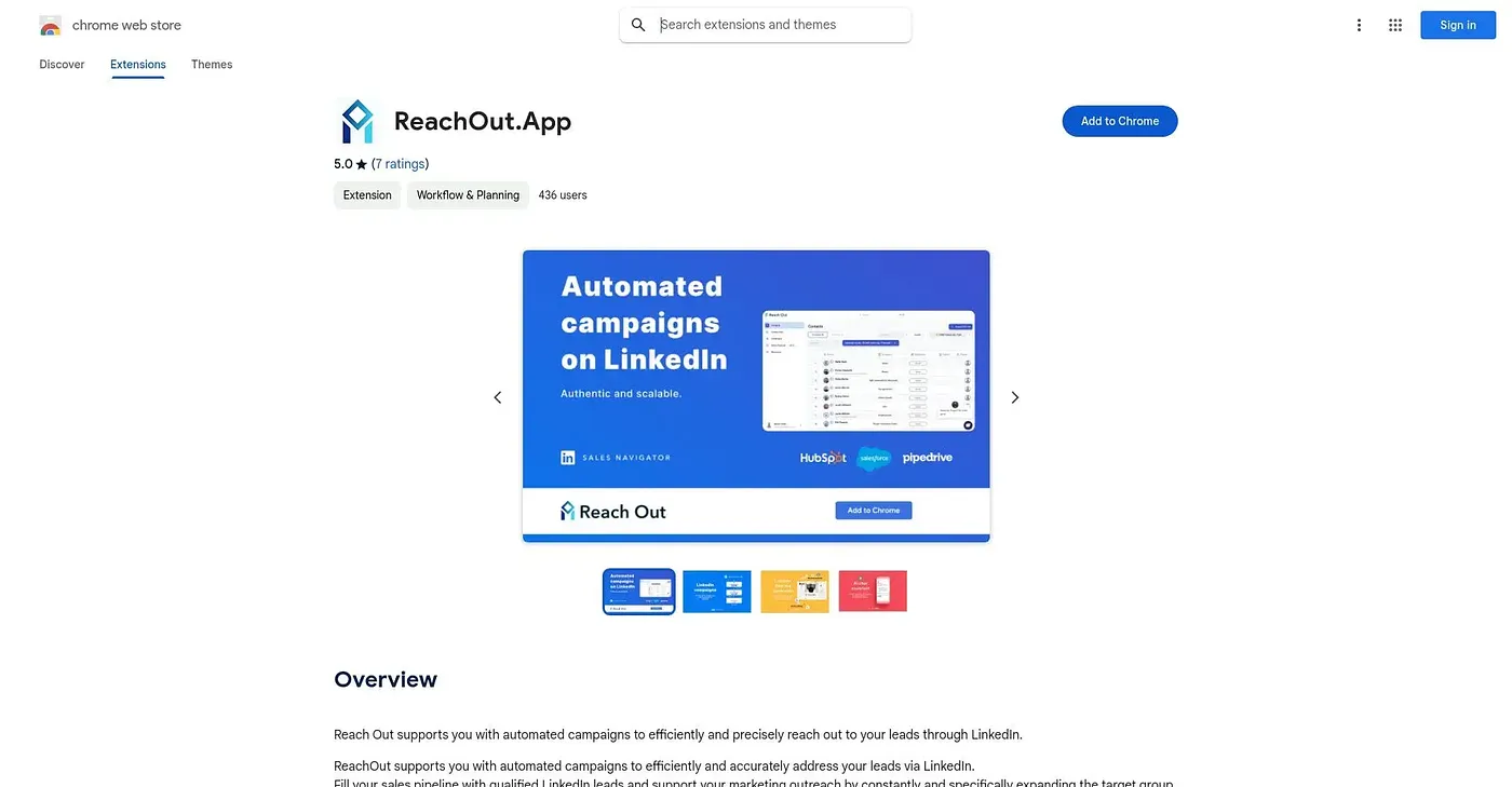 Screenshot of Reach Out Chrome Extension