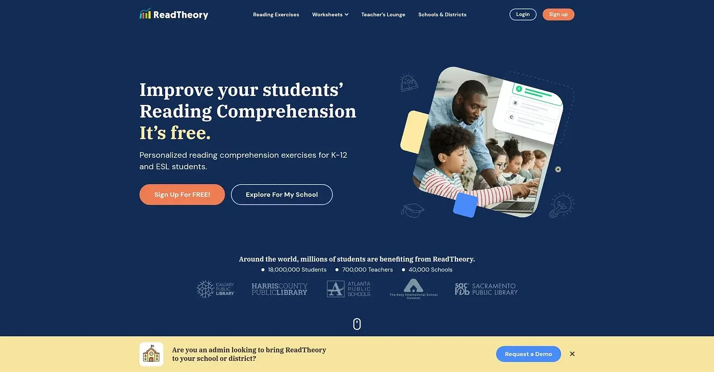 Screenshot of Read Theory