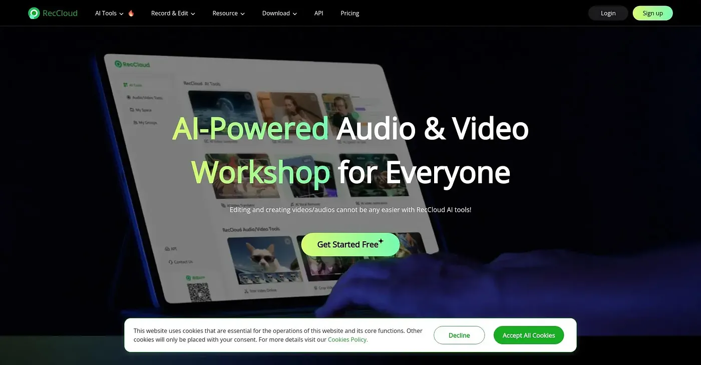 Screenshot of RecCloud
