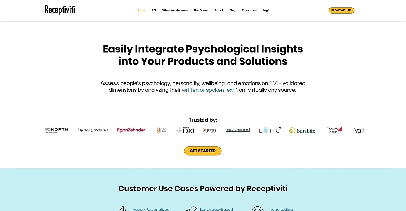 Screenshot of Receptiviti