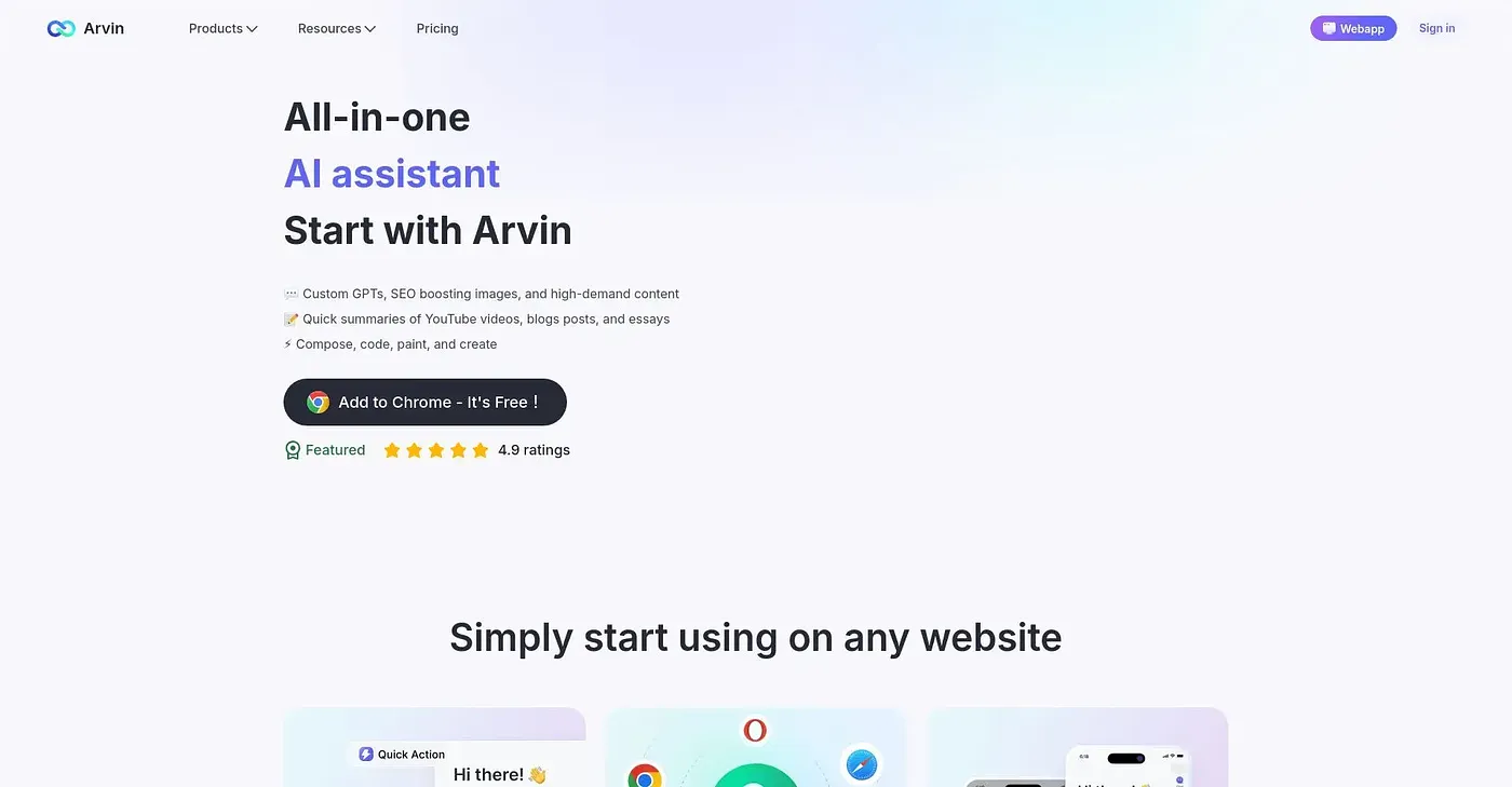 Screenshot of Arvin Chat