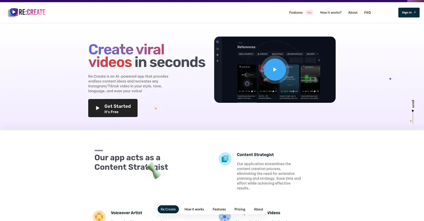 Screenshot of Recreate Video