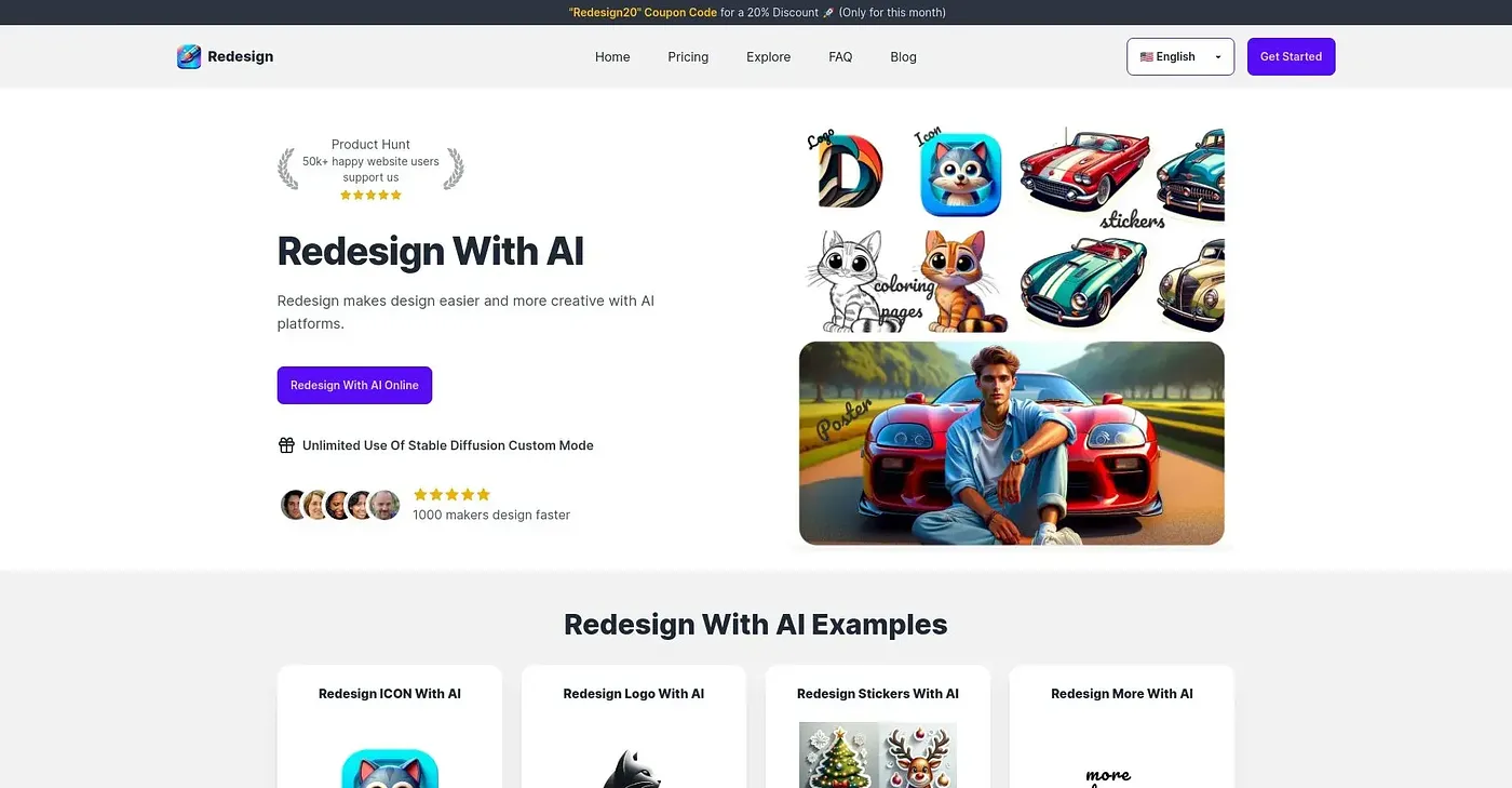 Screenshot of Redesign With AI