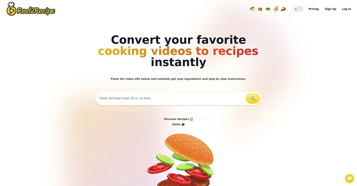Screenshot of Reel To Recipe