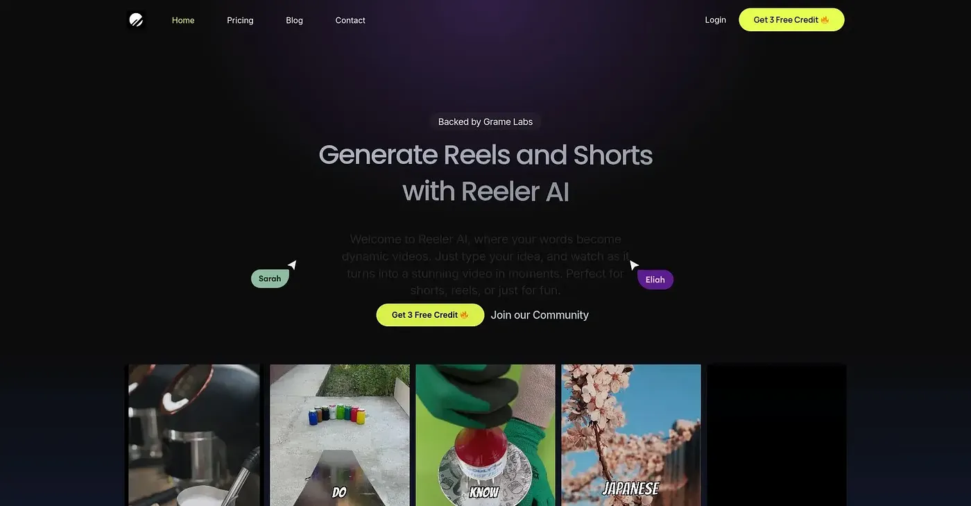 Screenshot of Reeler AI