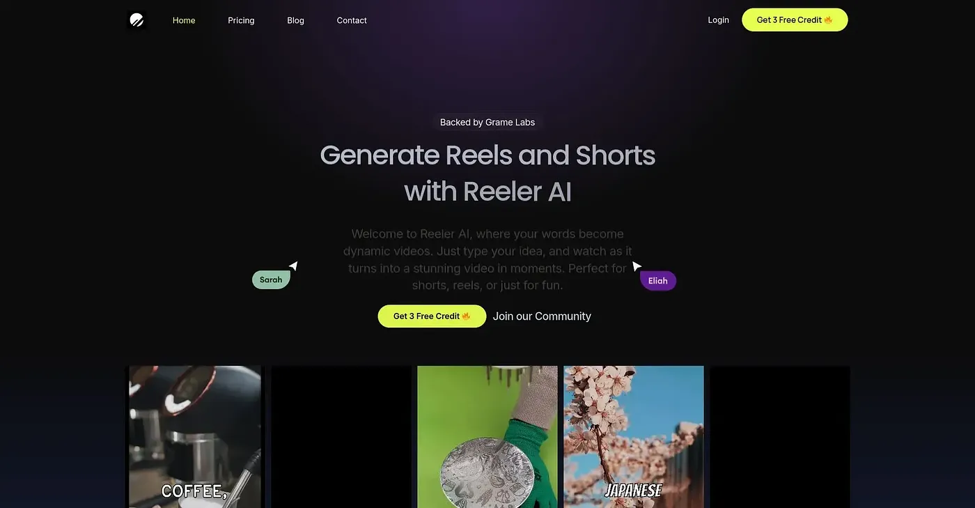 Screenshot of Reeler AI
