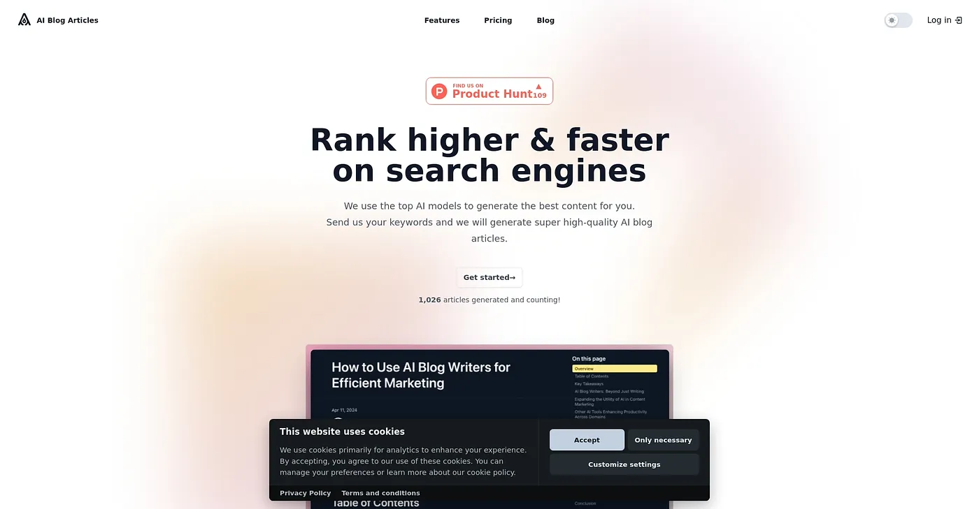 Screenshot of AI Blog Articles