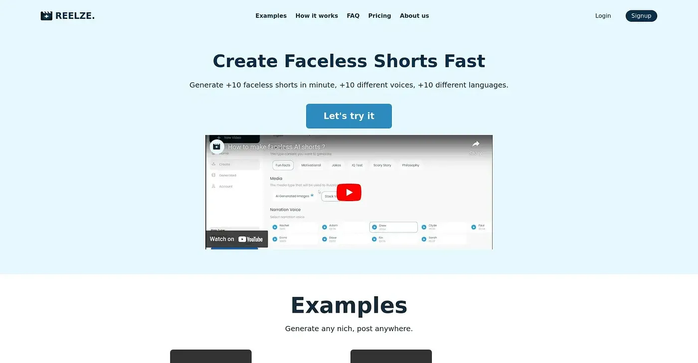 Screenshot of Reelze