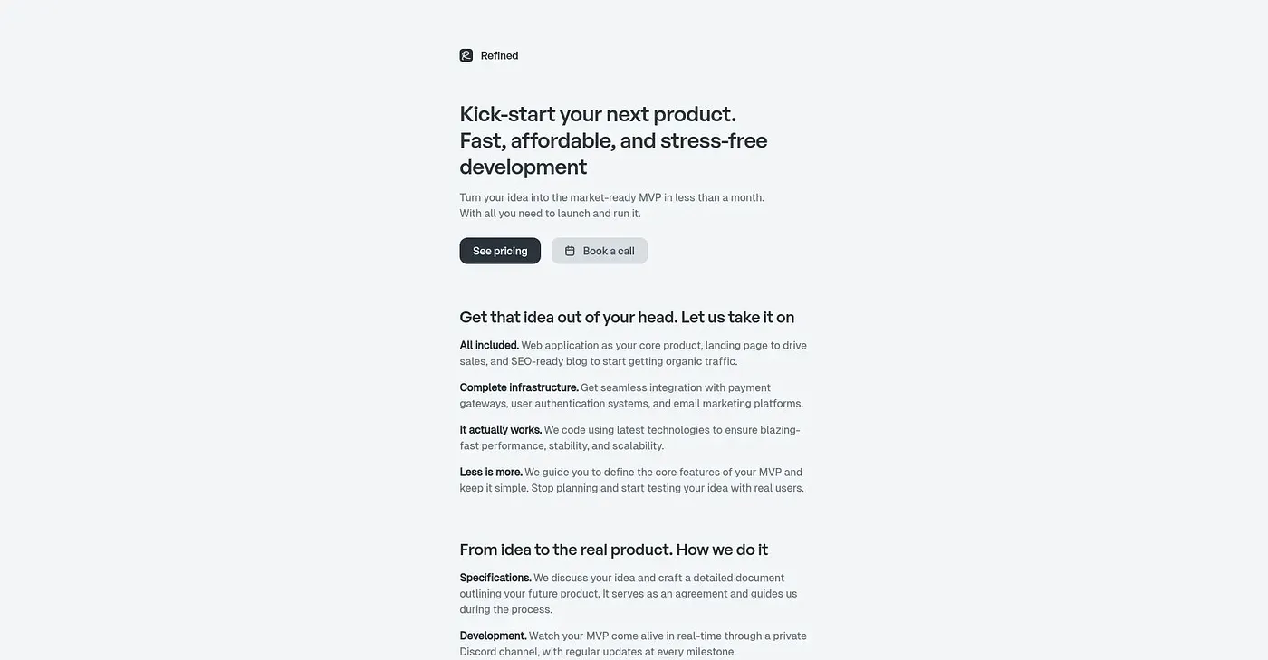 Screenshot of Refined.