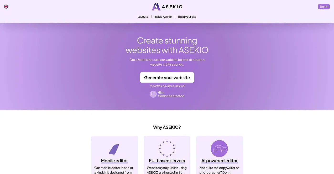 Screenshot of Asekio