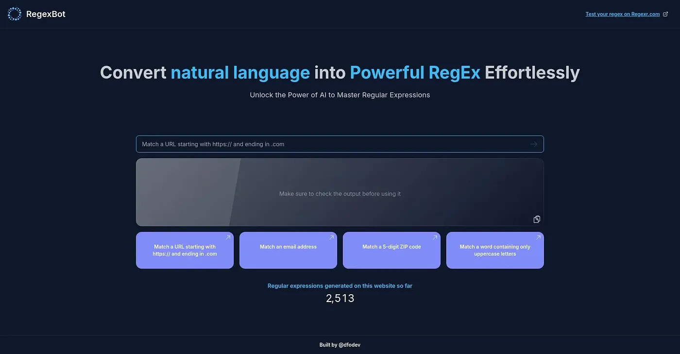 Screenshot of Regex Bot