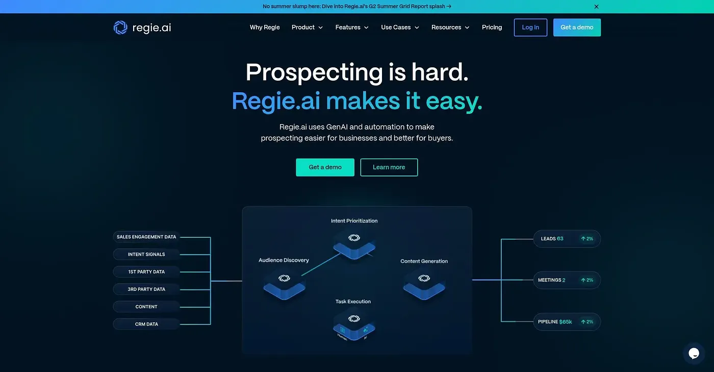 Screenshot of Regie AI