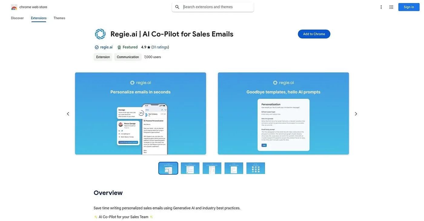 Screenshot of RegieAI Chrome Extension