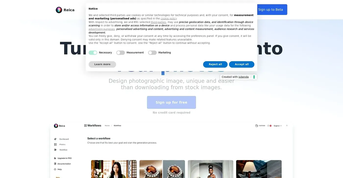 Screenshot of Reica