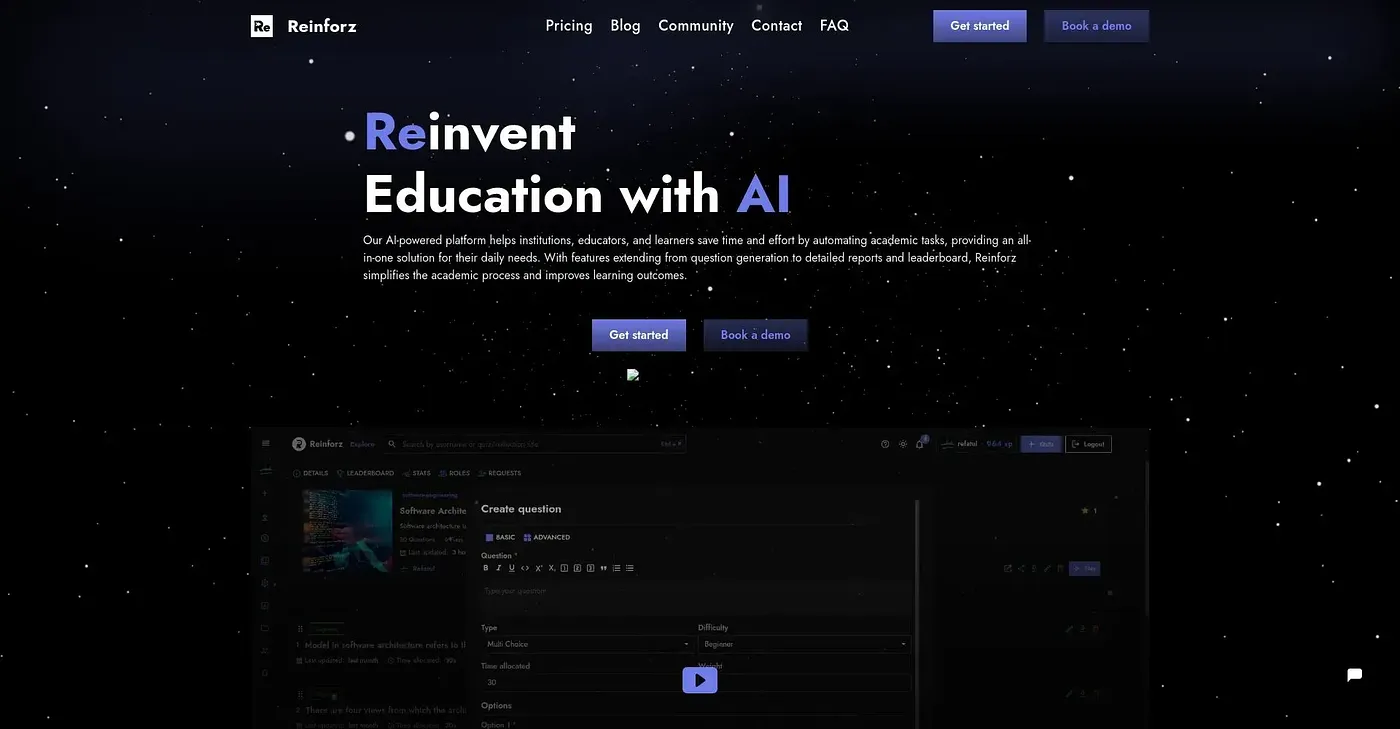 Screenshot of Reinforz AI