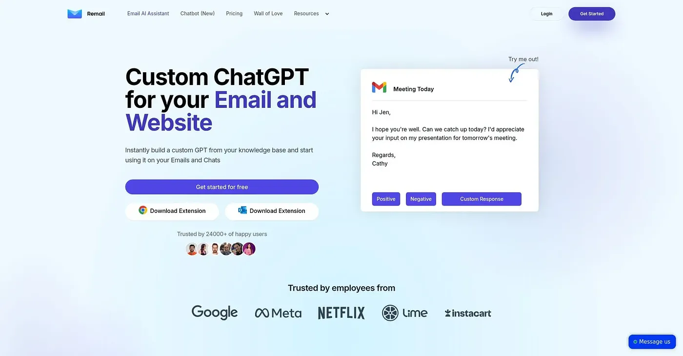 Screenshot of Remail AI