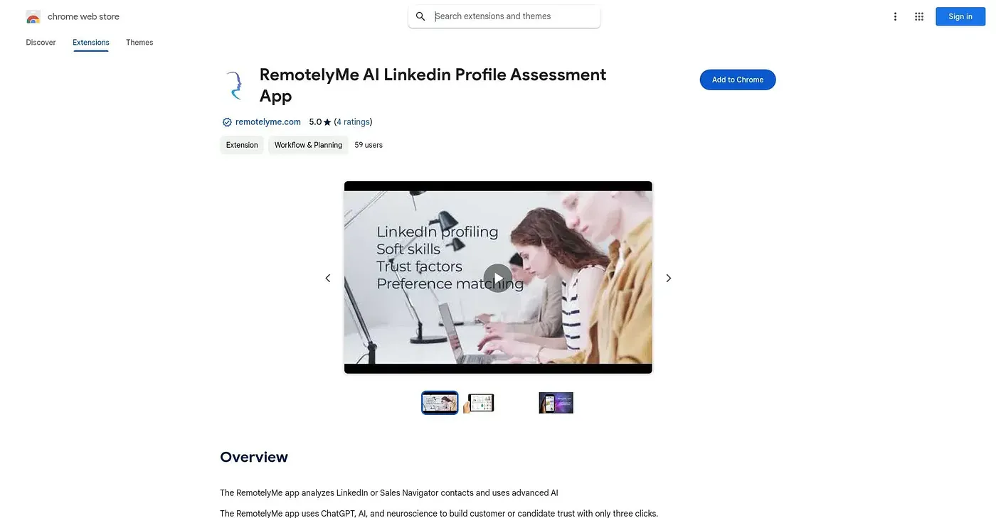 Screenshot of RemotelyMe AI Chrome Extension