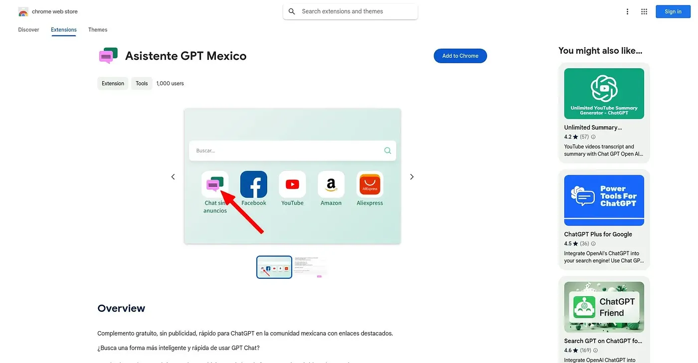 Screenshot of Asistente GPT México Extension