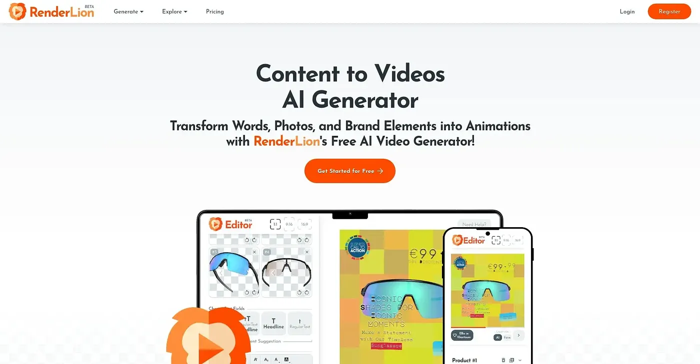 Screenshot of Render Lion