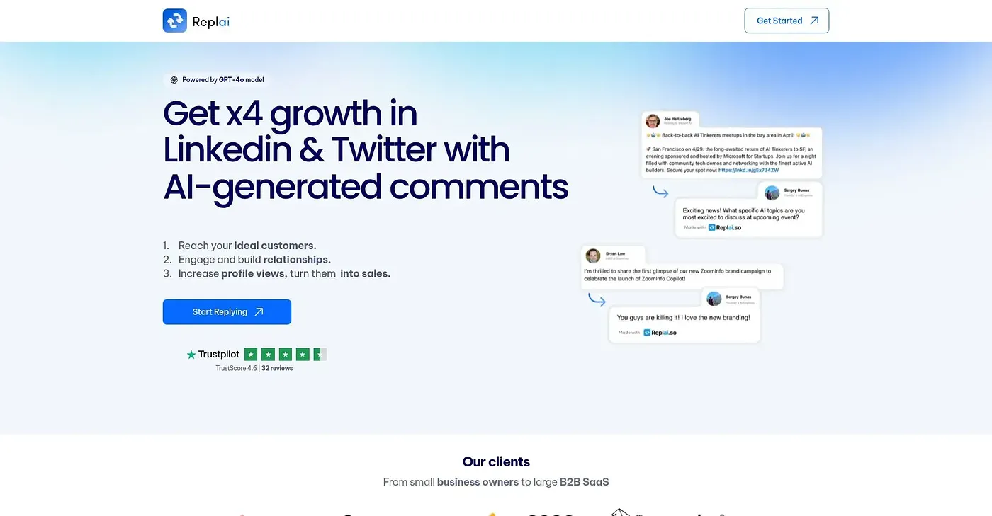 Screenshot of Replai