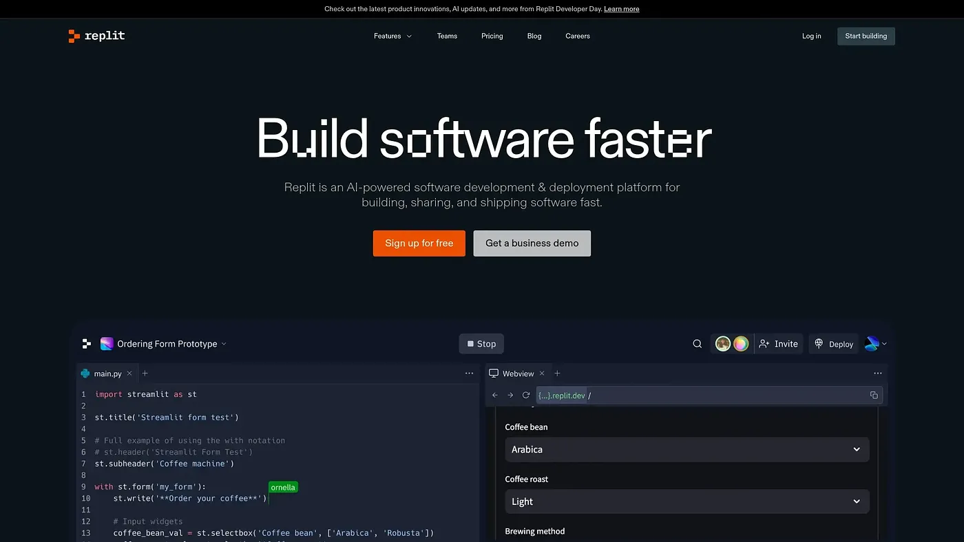 Screenshot of Replit
