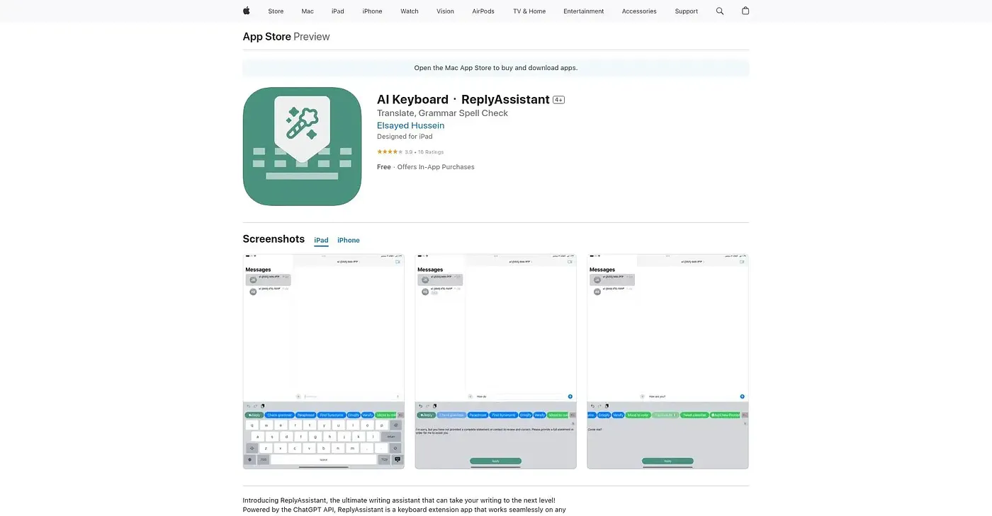 Screenshot of ReplyAssistant