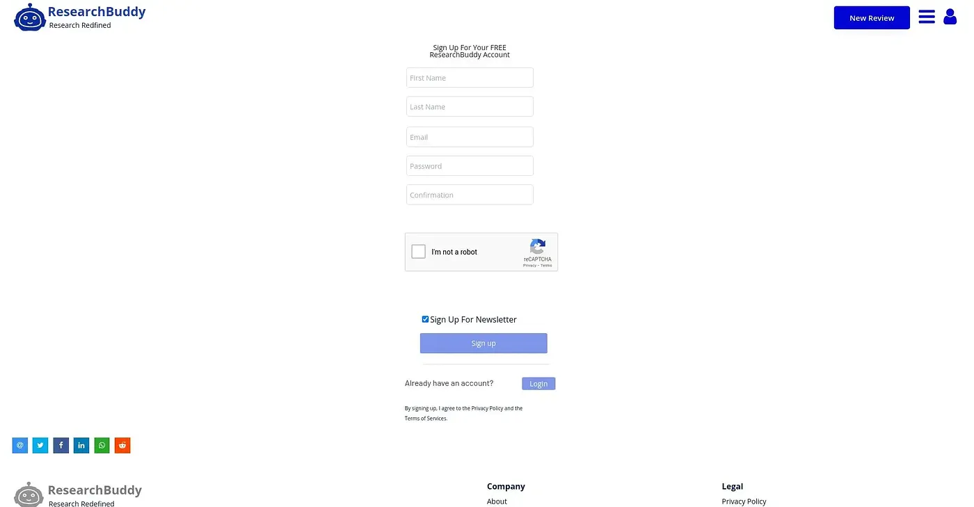 Screenshot of Research Buddy