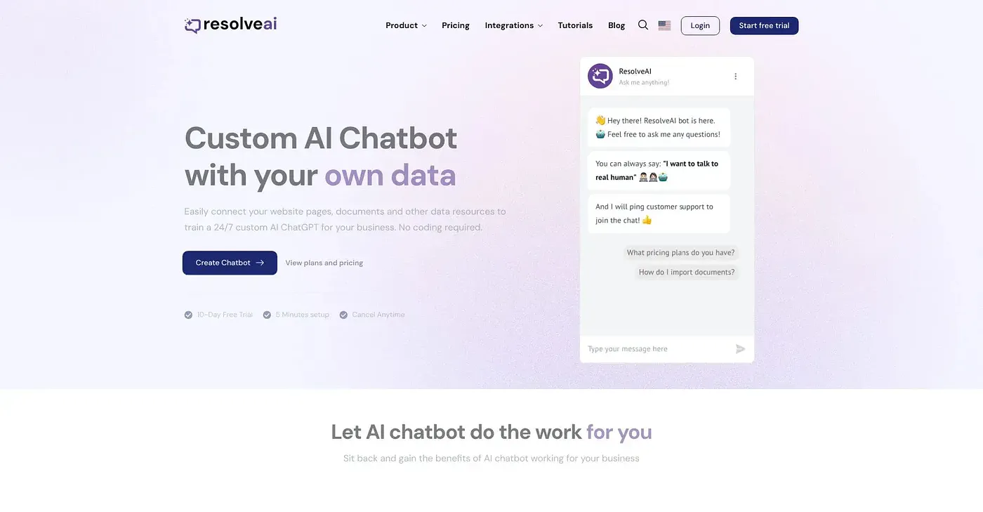 Screenshot of Resolve AI