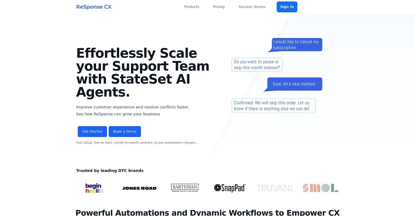 Screenshot of Response