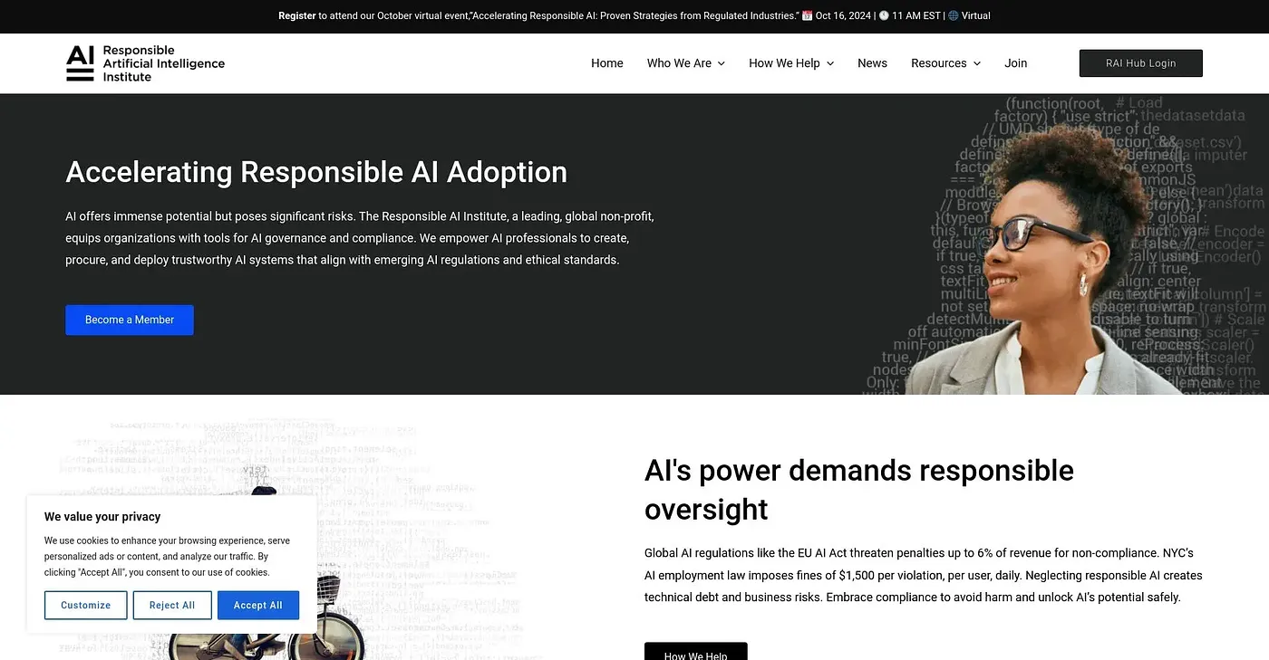 Screenshot of Responsible AI Institute