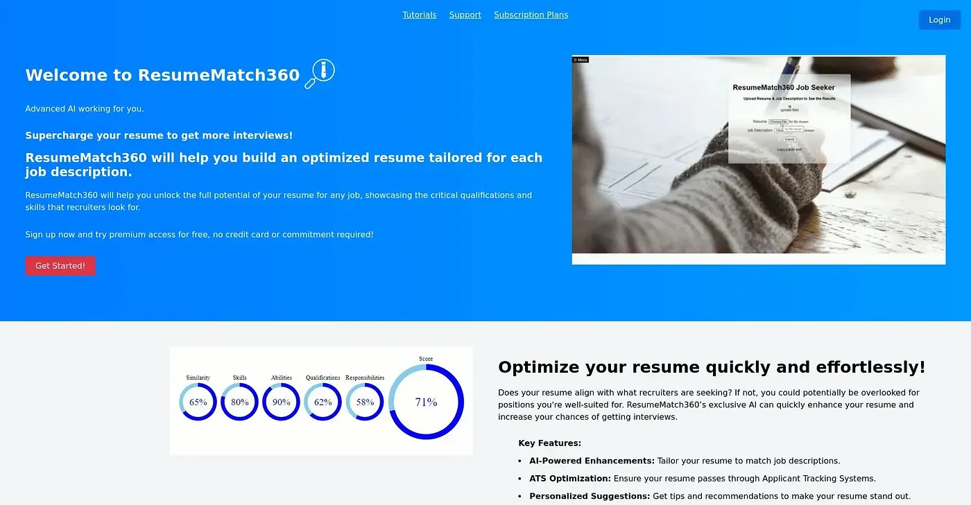 Screenshot of ResumeMatch360