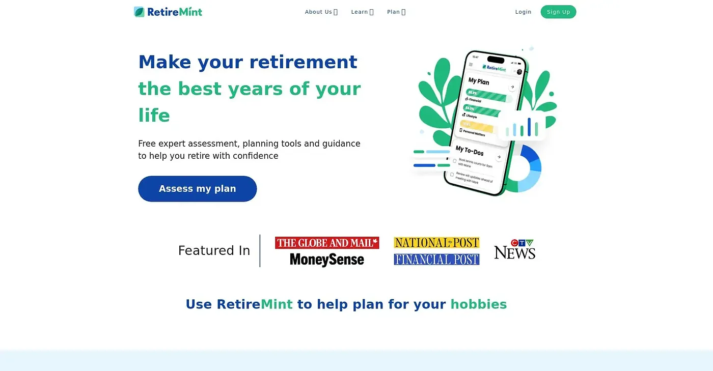 Screenshot of RetireMint