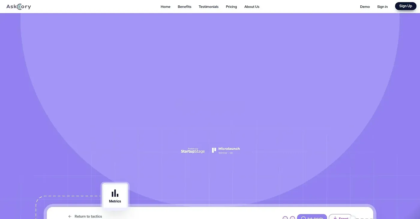 Screenshot of Ask Cory AI