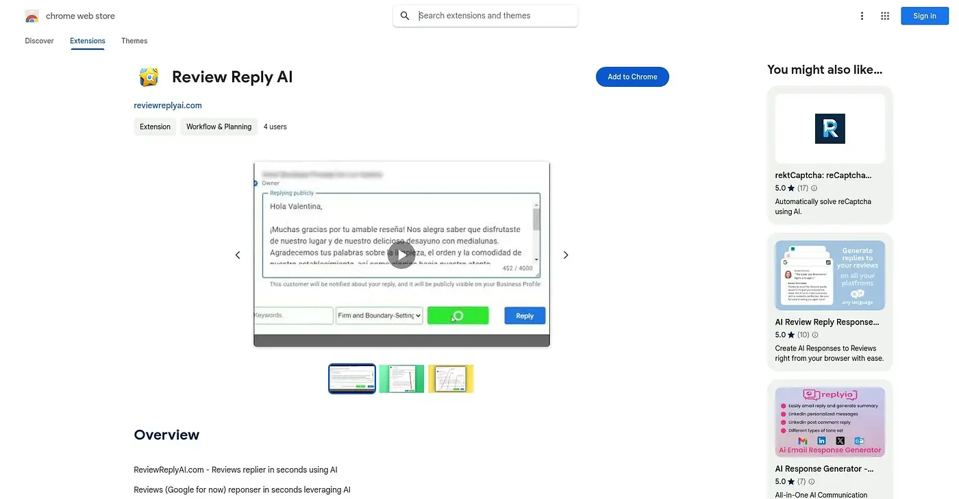Screenshot of Review Reply AI