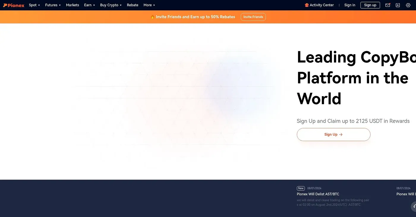 Screenshot of Pionex