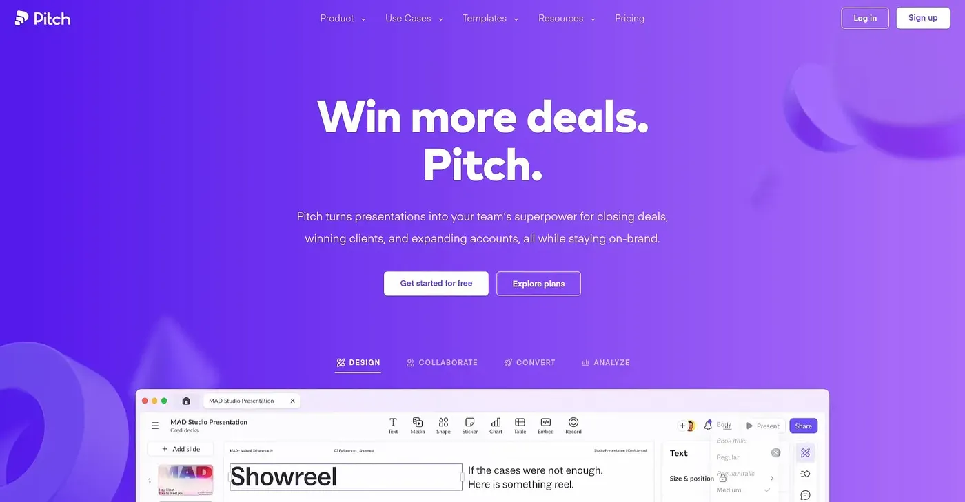 Screenshot of Pitch