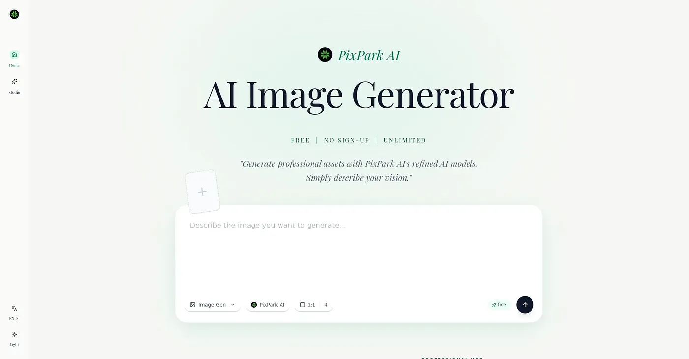 Screenshot of PixPark AI