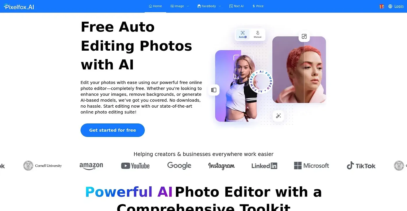Screenshot of Pixelfox AI