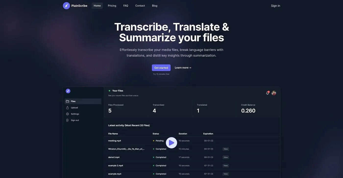 Screenshot of Plain Scribe