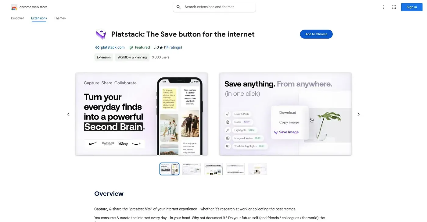 Screenshot of Platstack - Chrome Extension