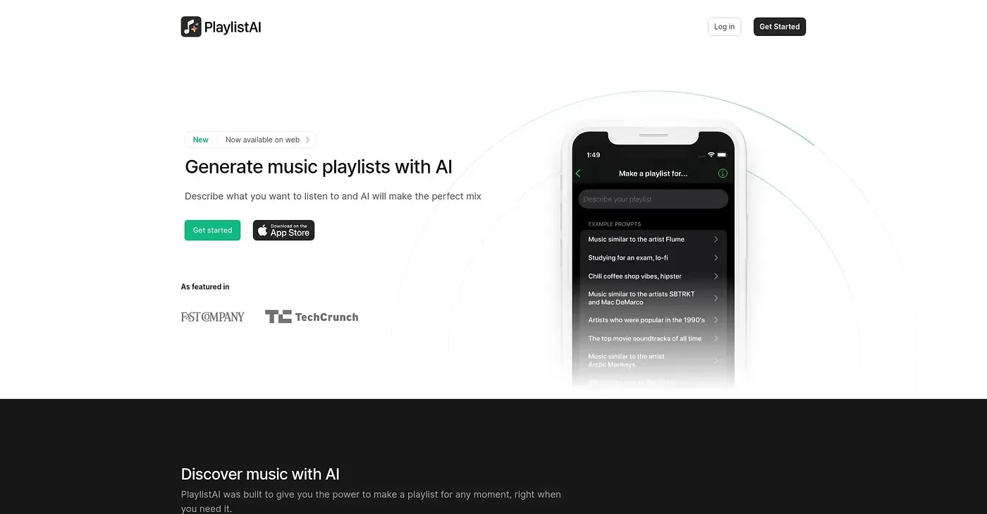 Screenshot of Playlist AI