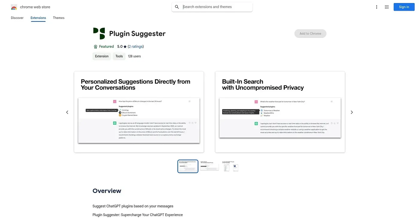 Screenshot of Plugin Suggester - Chrome Extension