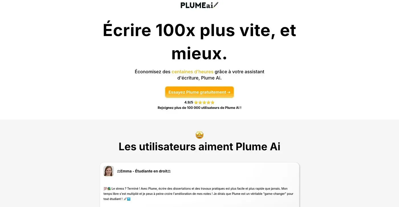 Screenshot of Plume AI