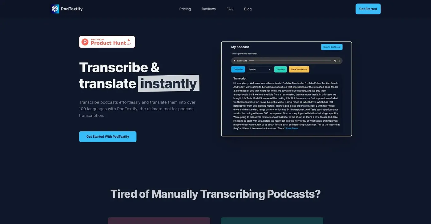 Screenshot of Podtextify